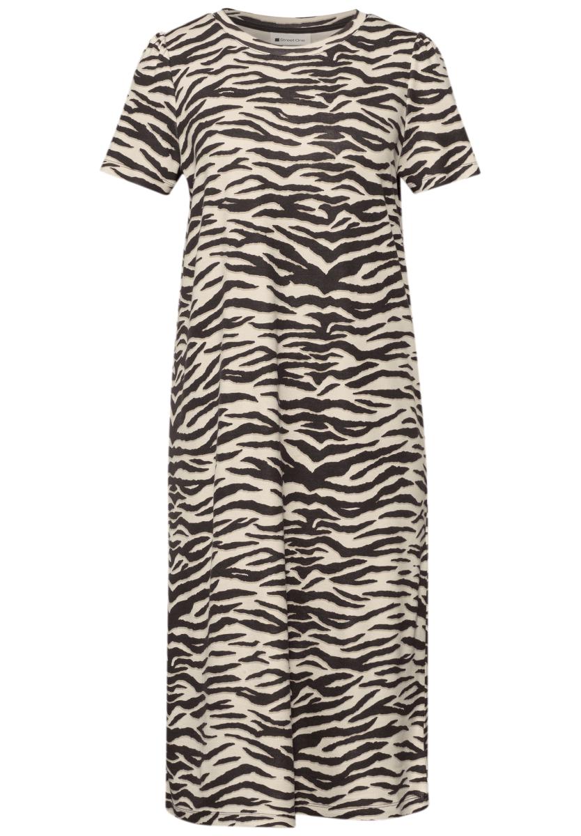 Knielanges Kleid mit Zebra-Print