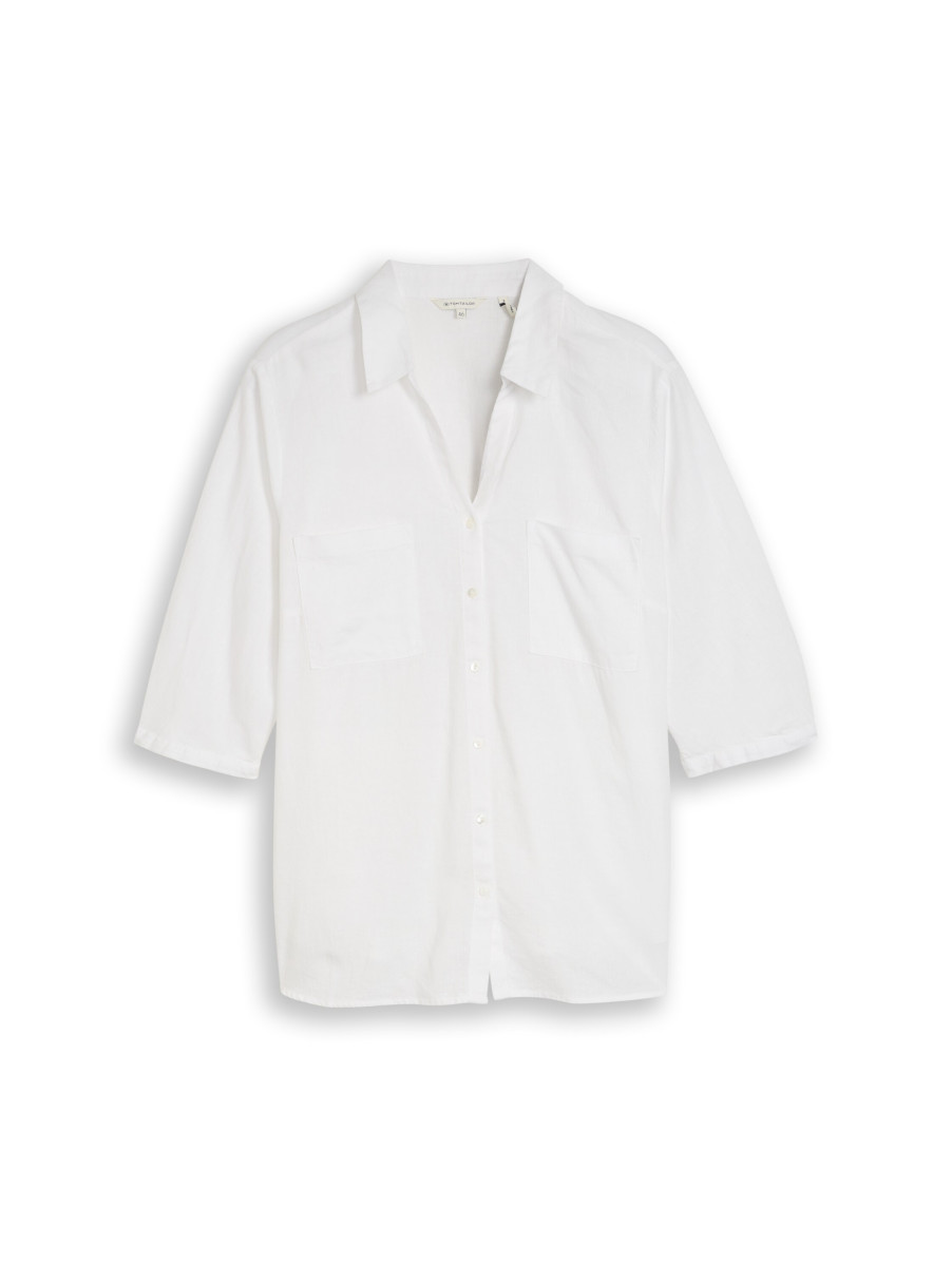 Curvy Hemdbluse mit Leinenanteil