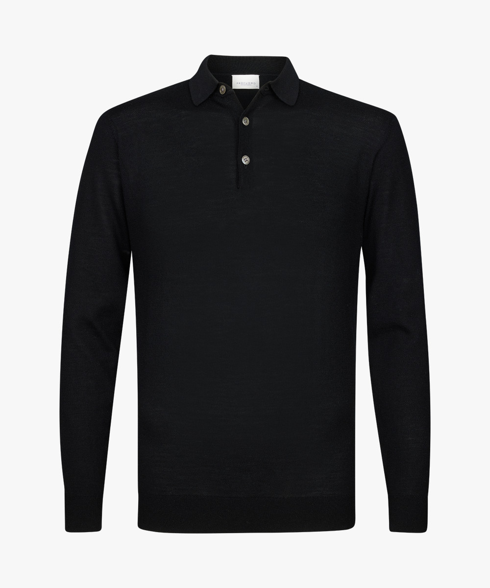 Herren Langarm-Poloshirt Merino