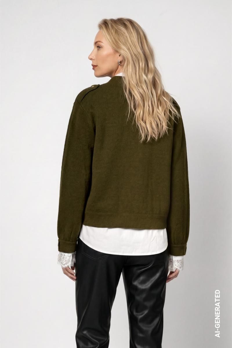 Damen Strickjacke Mit Schmuckknöpfen