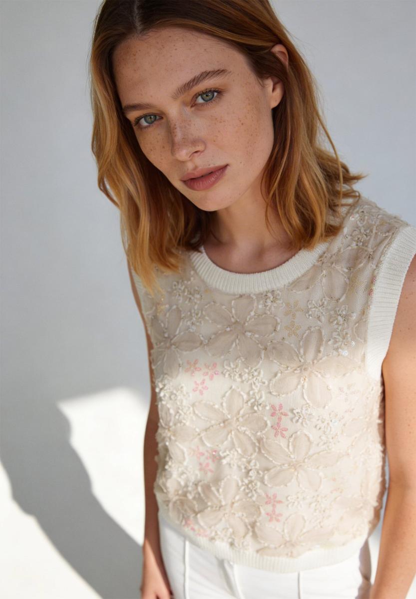 Damen Stricktop mit Pailletten