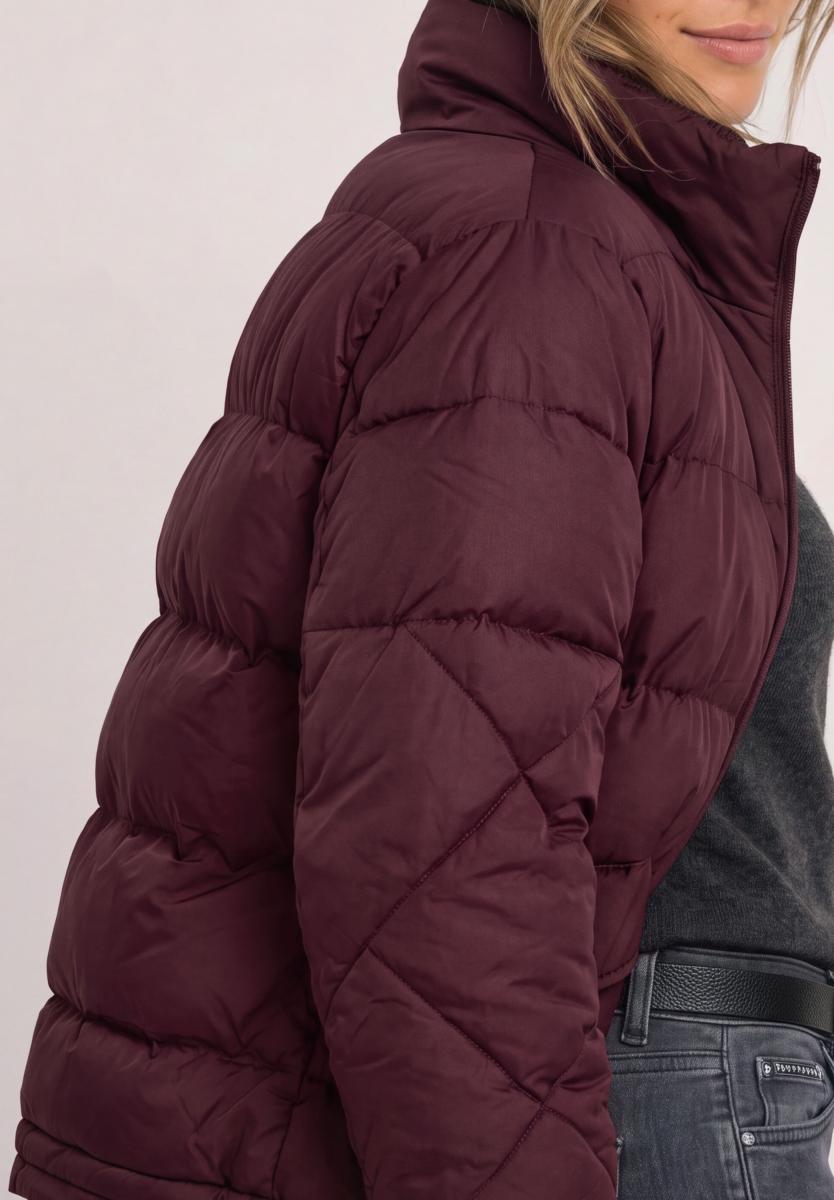 Damen Steppjacke Mit Stehkragen Und Tunnelzug