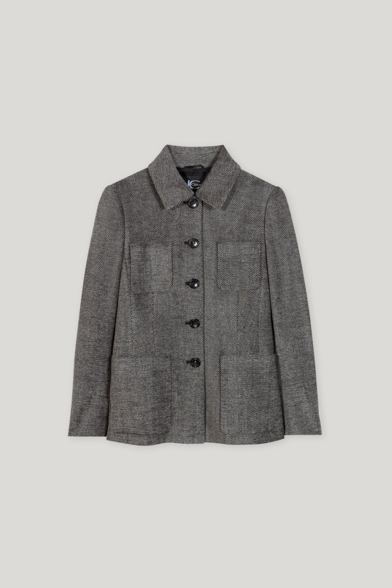 Langer Blazer in Tweed-Optik