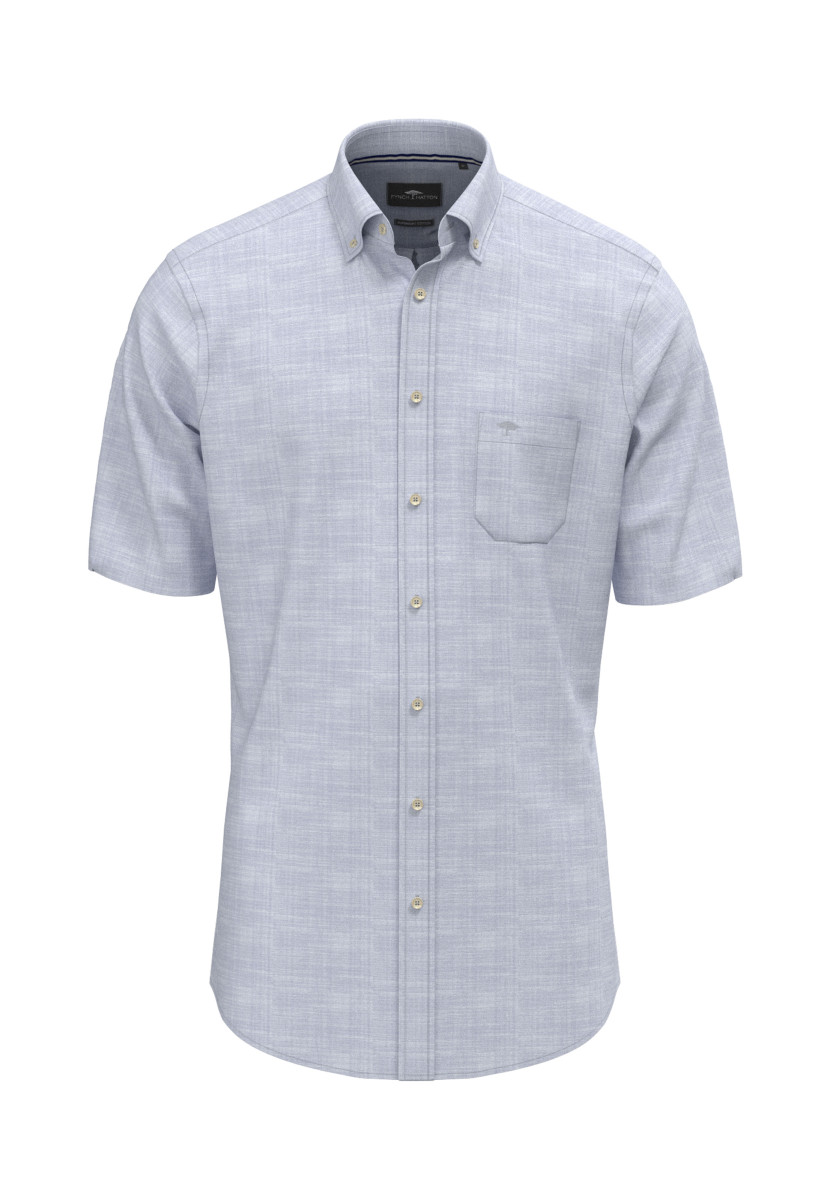 Herren Kurzarm-Hemd Solid Slub