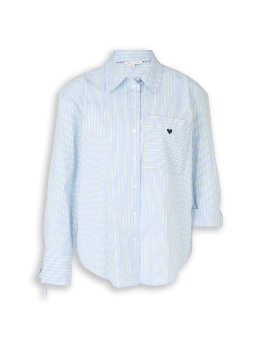 Oversize Hemdbluse mit Herz-Stickerei