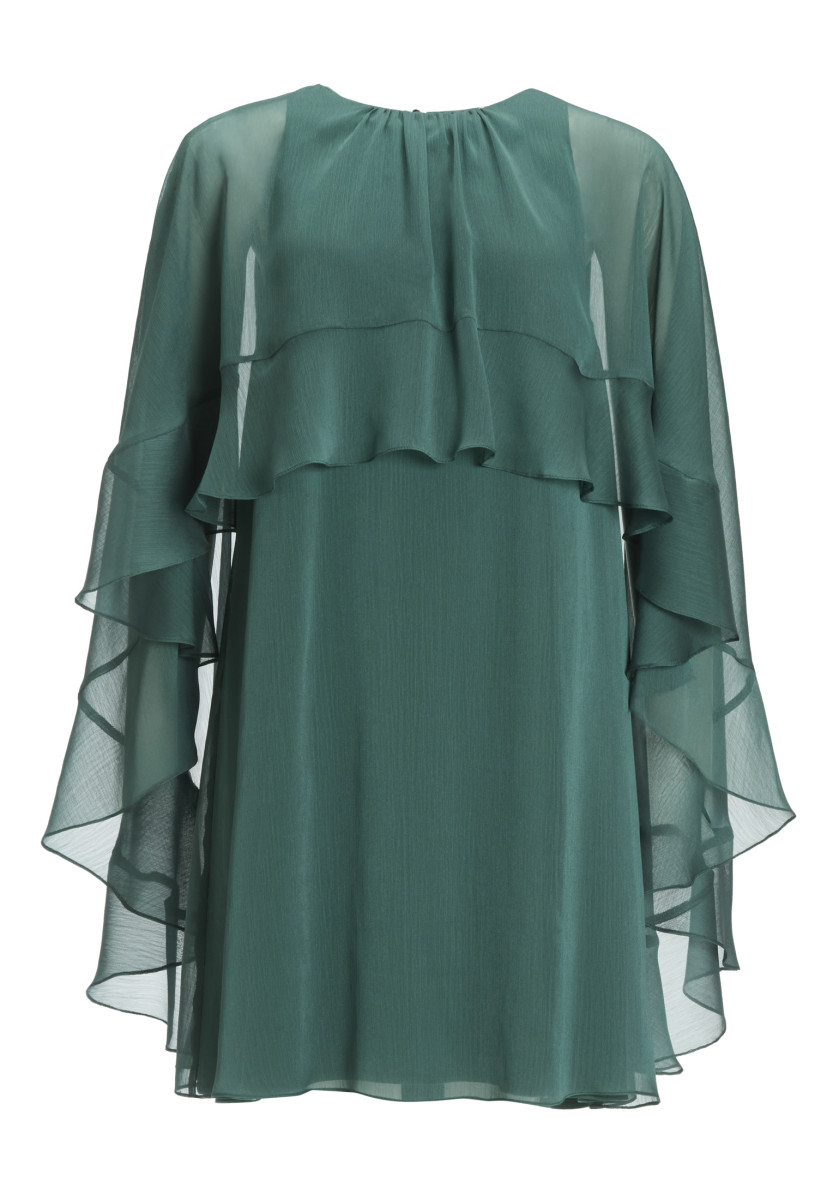 Cape-Kleid aus Crinkle Chiffon
