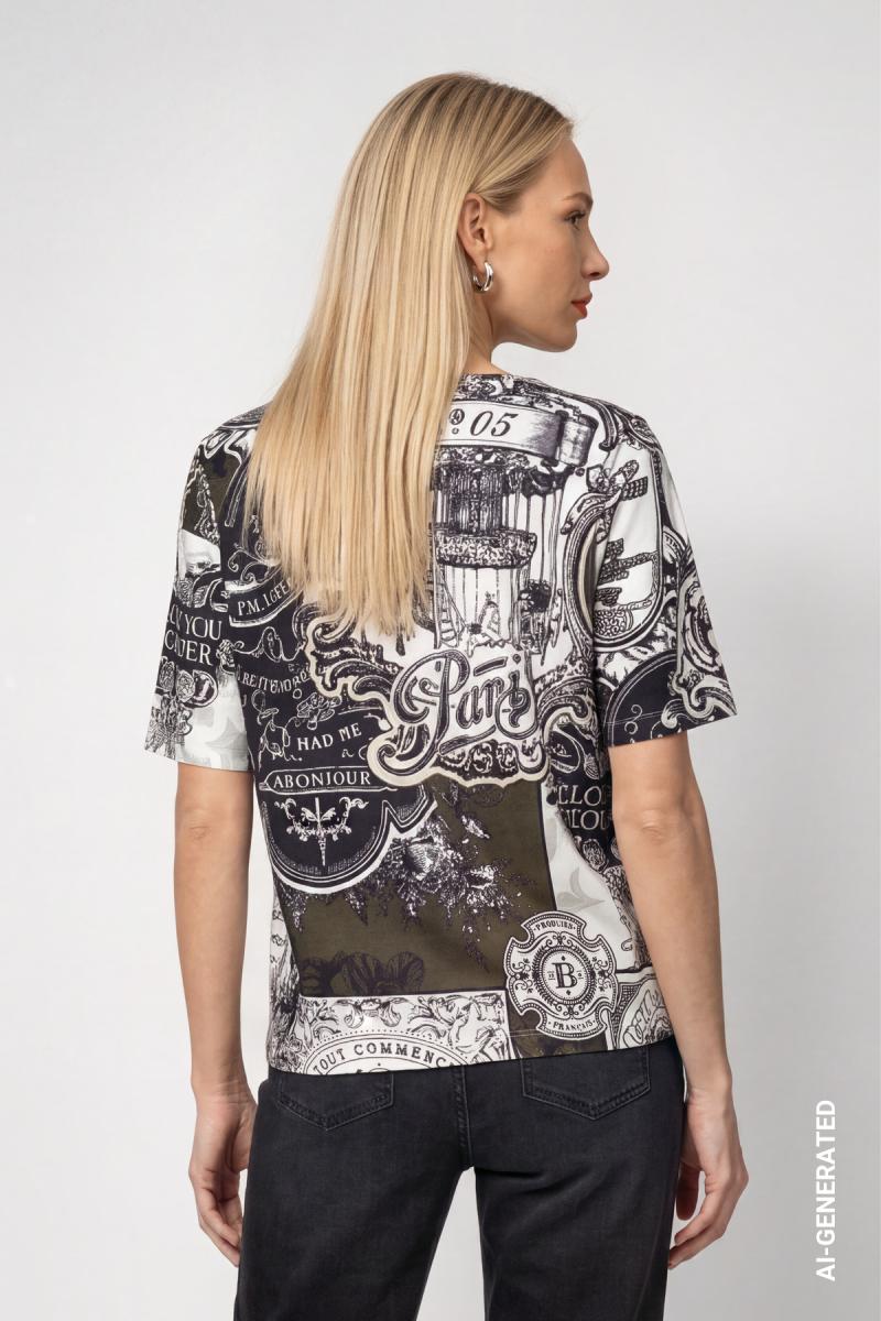 Damen T-Shirt mit Emblem-Muster