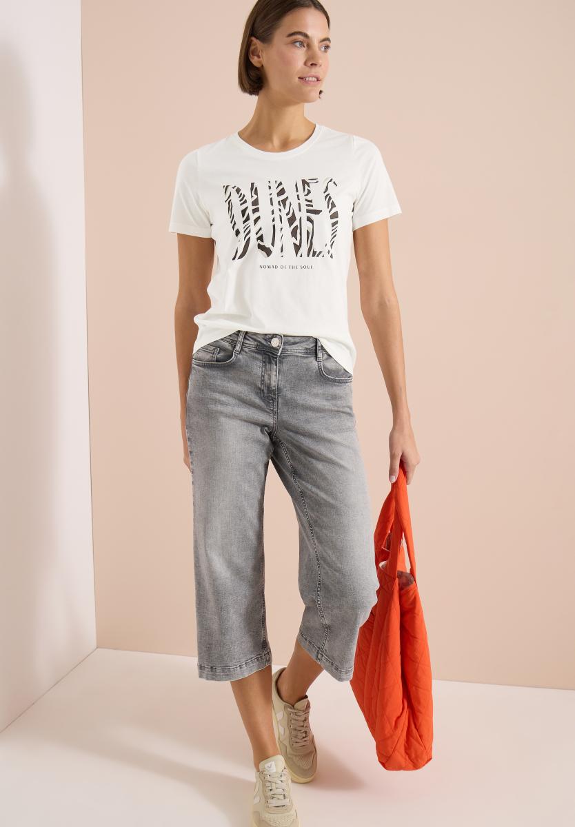 Damen T-Shirt Mit Rundhals Und Frontprint