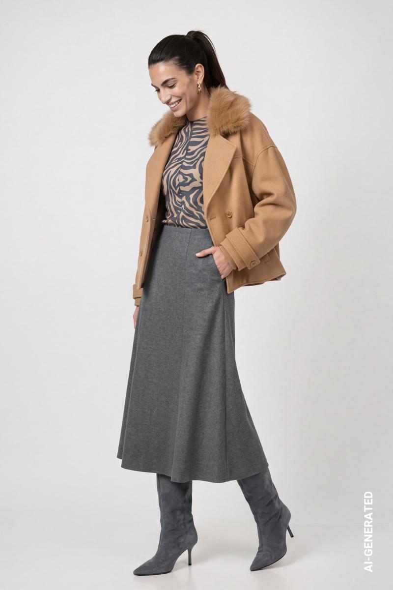 Damen Jacke mit Kunstfellkragen