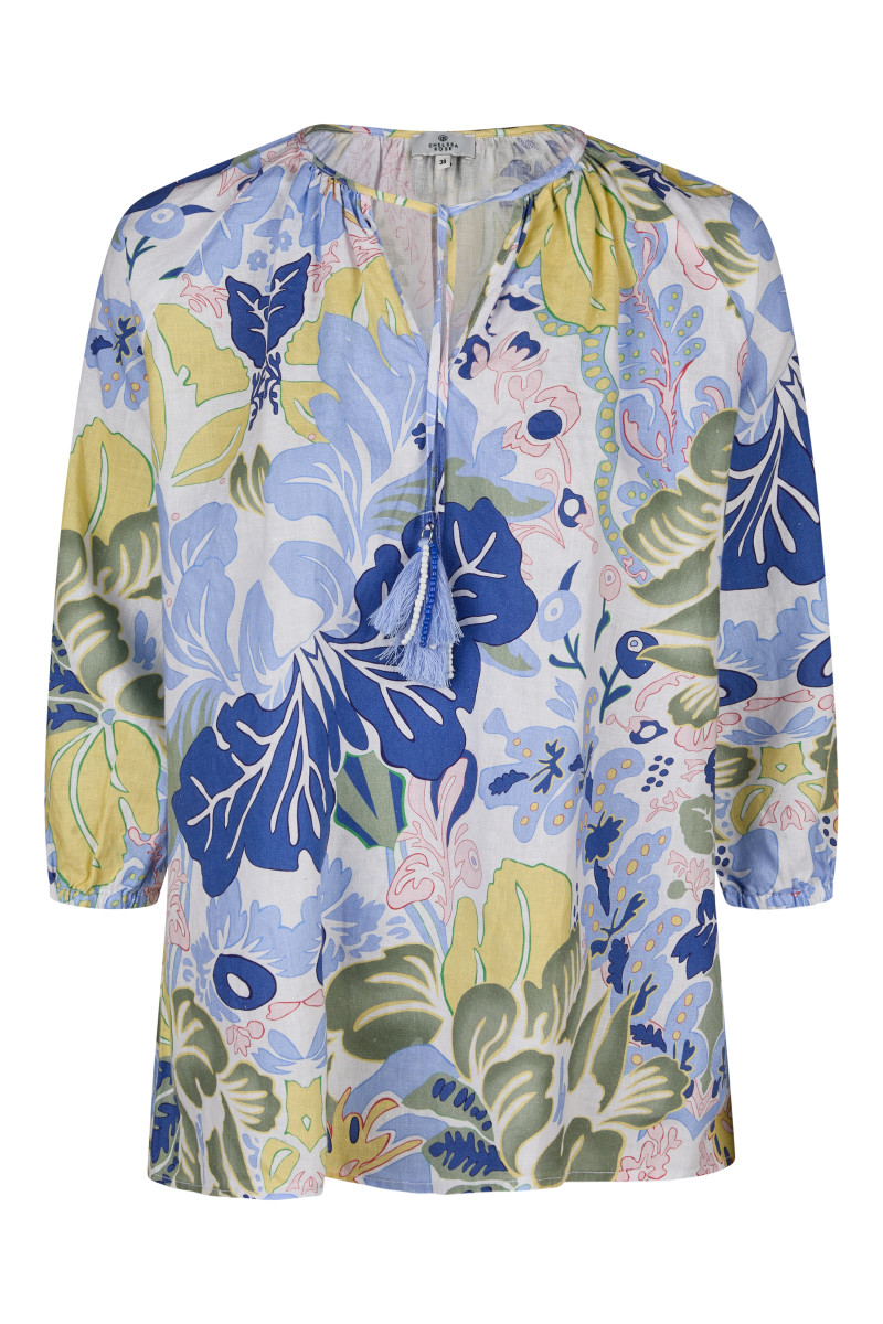 Leinenbluse mit Allover-Muster