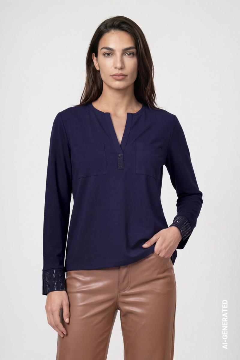Shirtbluse Mit Strasssteinen